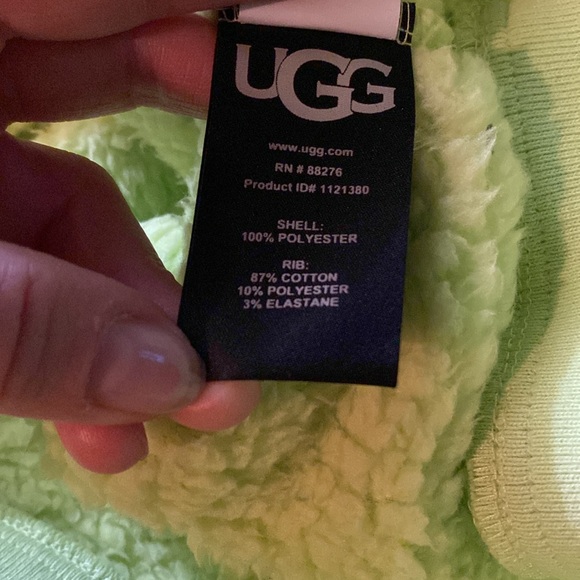 UGG Women's Lime Green Fleece LOYRA Sherpa Hoodie Sweater - Picture 7 of 7